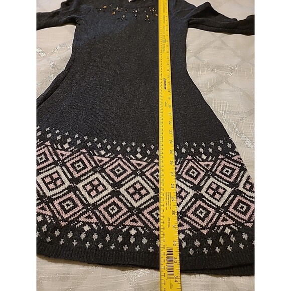 Abercrombie Kids Girls Sweater Dress 15/16 Gray Embellished Knit Long Sleeve - Picture 10 of 11